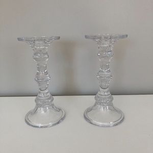 Clear Large Candle Holders - Set of 2